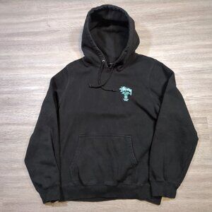 Stussy World Tour Graphic Hoodie Men's Medium Pullover Black Blue